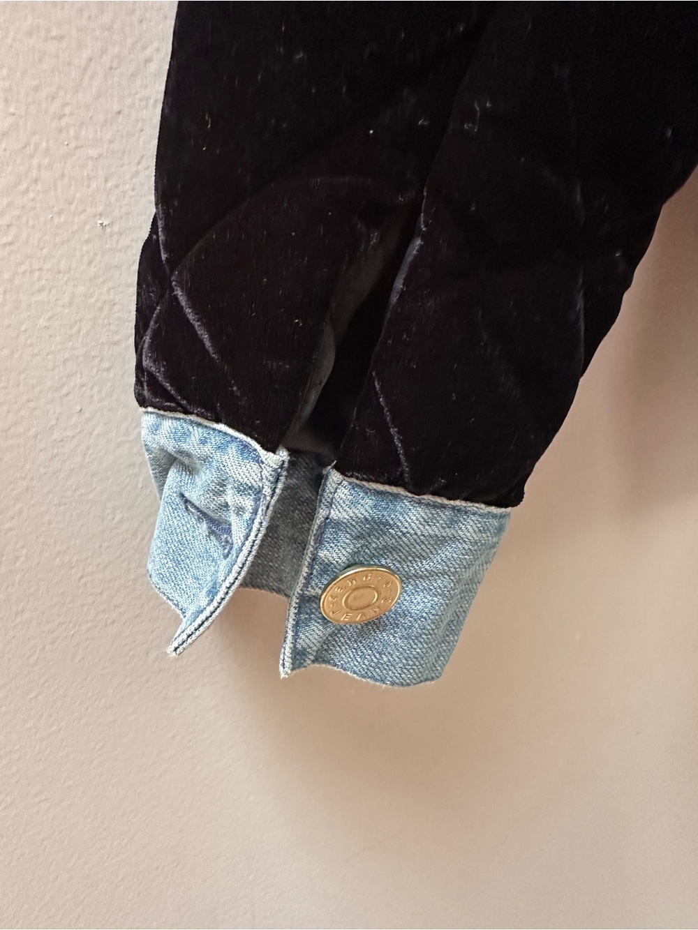 Sandro Black Velvet Jacket with Denim Trim - Picture 4 of 7